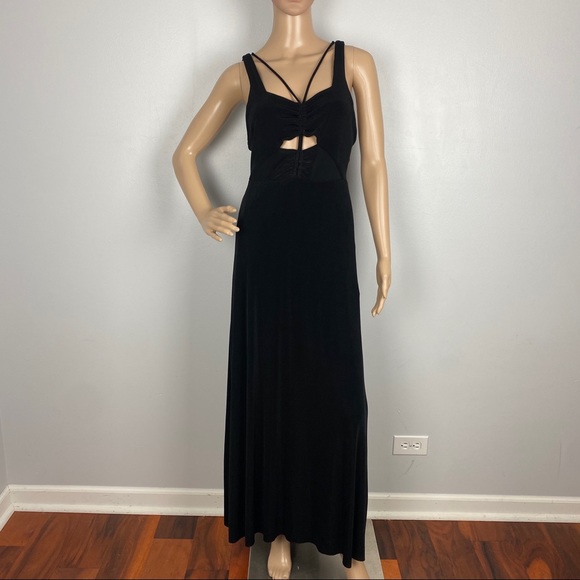 FREE PEOPLE BLACK CUTOUT MAXI DRESS - Picture 2 of 10